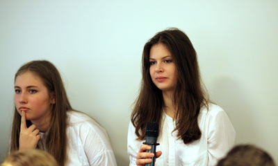 Europejski Dzień Pamięci o Sprawiedliwych-spotkanie Eugeniusza Szylara z młodzieżą – Warszawa, 6 marca 2017 (fot. Marcin Jurkiewicz)