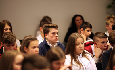 Europejski Dzień Pamięci o Sprawiedliwych-spotkanie Eugeniusza Szylara z młodzieżą – Warszawa, 6 marca 2017 (fot. Marcin Jurkiewicz)
