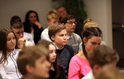 Europejski Dzień Pamięci o Sprawiedliwych-spotkanie Eugeniusza Szylara z młodzieżą – Warszawa, 6 marca 2017 (fot. Marcin Jurkiewicz)