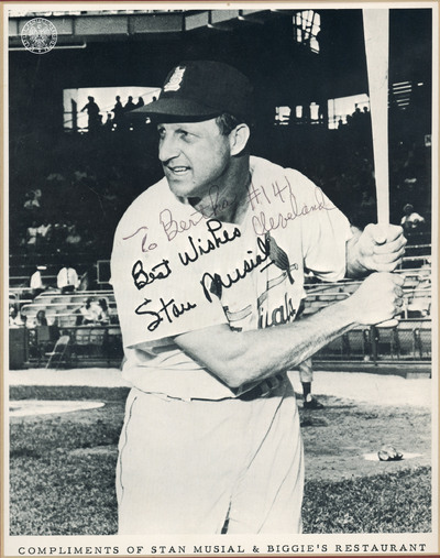 Stan Musial - fotografia z dedykacją dla gniazda nr 141 w Cleveland (fot. z zasobu IPN)