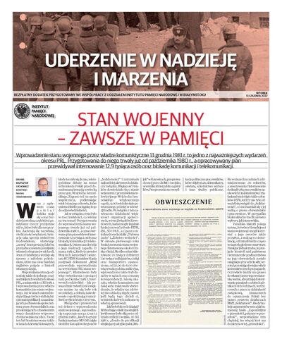 „Uderzenie w nadzieję i marzenia” – dodatek historyczny IPN do „Kuriera Porannego”