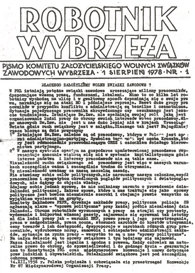 Pierwszy numer „Robotnika Wybrzeża” – pisma WZZ Wybrzeża