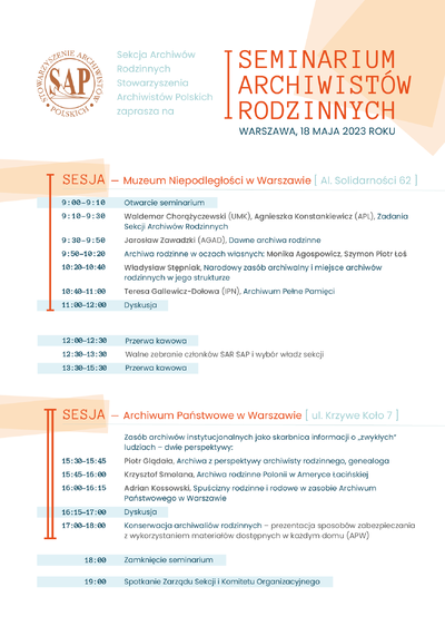 Konferencja naukowa z okazji I Seminarium Archiwistów Rodzinnych