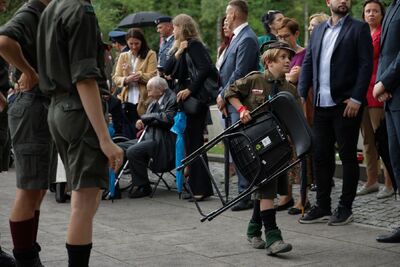 Uroczystości pod pomnikiem Gloria Victis na Cmentarzu Wojskowym na Powązkach. Fot. Mikołaj Bujak (IPN)