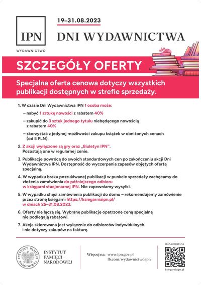 Dni Wydawnictwa IPN, szczegóły oferty