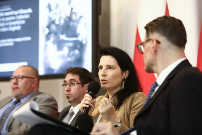 Konferencja naukowa „Niemiecki mord na Ulmach. Represje za pomoc ludności żydowskiej w kontekście realiów czasu Zagłady” – Warszawa, 7 września 2023. Fot. Sławek Kasper (IPN)