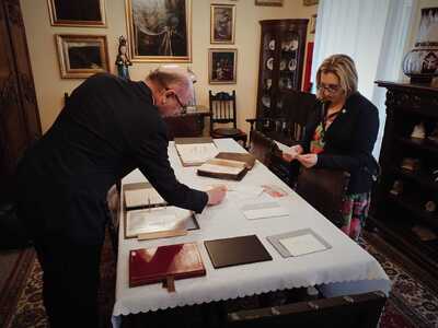 W Ośrodku Dokumentacji i Studium Pontyfikatu Jana Pawła II – Rzym, 19 października 2023 r. Fot. s. Julia Knurek Sł. NSJ