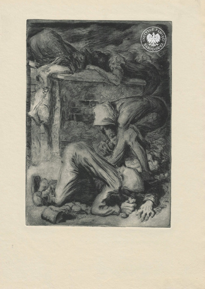 Więźniowie (tytuł roboczy). Rysunek pochodzący ze znajdującej się w zasobie Archiwum IPN w Warszawie Kolekcji grafik, rysunków i akwareli autorstwa Marii Hiszpańskiej-Neumann