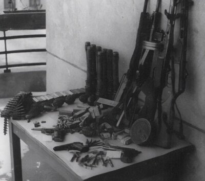 Zdjęcie zarekwirowanej broni, stanowiące dowód w sprawia „Grupy Jemioły” (z zasobu IPN)
