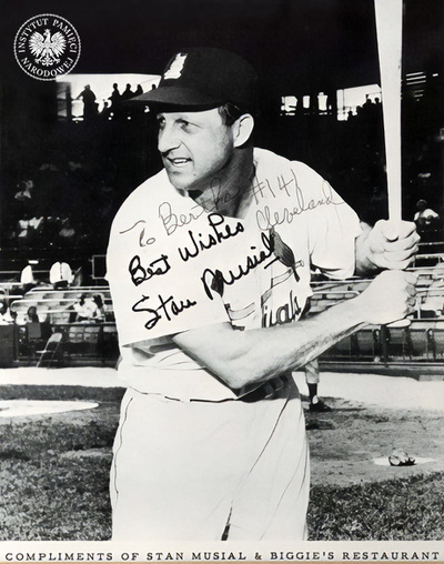 Stan Musial, fotografia z dedykacją dla gniazda nr 141 w Cleveland. Fot. z zasobu AIPN
