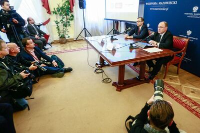 Konferencja prasowa „Dekomunizacja w Warszawie – zarządzenia wojewody w sprawie zmiany nazw ulic”. Fot. Sławomir Kasper (IPN)