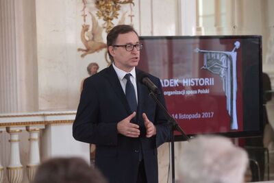 Jarosław Szarek, prezes IPN, podkreślił, że polskie państwo ma wielki dług wobec Polaków żyjących poza granicami kraju. Fot. Piotr Życieński (IPN)