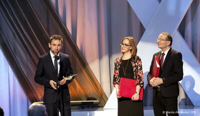 Gala X edycji konkursu Książka Historyczna Roku – 23 listopada 2017. Pierwszy od lewej: Michał Pszczółkowski. Fot. Marcin Jurkiewicz (IPN)