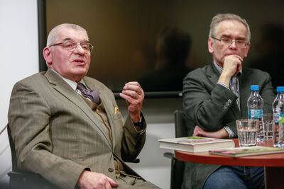 Promocja książki Stefana Korbońskiego „W imieniu Kremla”. Od lewej: Roman Rybicki, Piotr Zaremba
