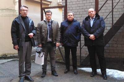 Eugenijus Peikstenis, dr Paweł Warot, Dariusz Jarosiński i dr hab. Piotr Kardela w Muzeum Ofiar Ludobójstwa w Wilnie Fot. Ilona Lewandowska