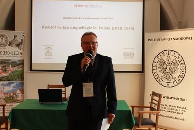 Dr hab. Krzysztof Sychowicz, naczelnik Oddziałowego Biura Badań Historycznych mówił o bp. Mikołaju Sasinowskim