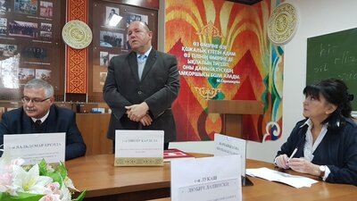 Dyrektor Oddziału IPN w Białymstoku dr hab. P. Kardela na Uniwersytecie im. Gumilowa w Astanie podczas spotkania