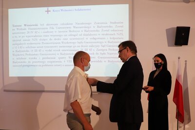 Uroczystość wręczenia Krzyży Wolności i Solidarności, fot. A. Piekarska IPN Białystok