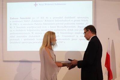 Uroczystość wręczenia Krzyży Wolności i Solidarności, fot. A. Piekarska IPN Białystok