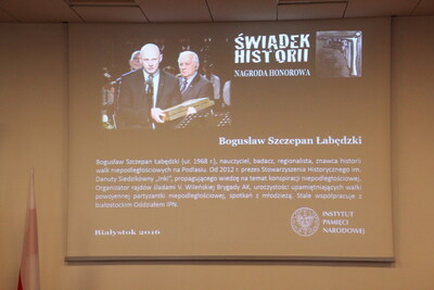 Prezentacja Laureatów VIII edycji Nagrody Honorowej „Świadek Historii”