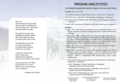 Zaproszenie na XVII. Międzynarodowy Marsz Zesłańców Sybiru