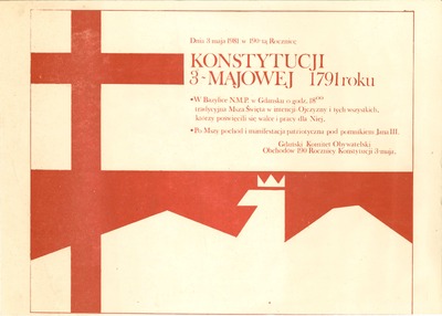 Plakat wydany z okazji obchodów 190 rocznicy Konstytucji 3 Maja