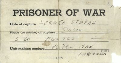 Karta jeńca wojennego upoważniająca do otrzymania posiłku (IPN Gd 892/1)