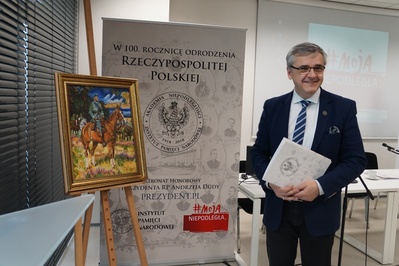 Konferencja prasowa na temat obchodów 100. rocznicy odzyskania niepodległości zorganizowanych przez Oddział IPN w Katowicach.