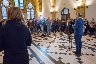 Wernisaż wystawy „Życie przechowane. Mieszkańcy Górnego Śląska i Zagłębia Dąbrowskiego z pomocą Żydom w czasie II wojny światowej”. Fot. Sławomir Kasper (IPN)
