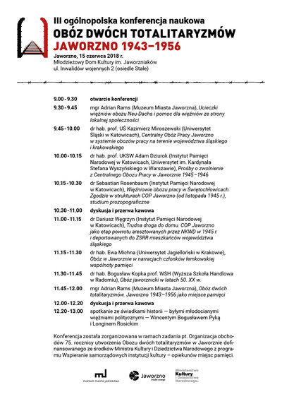 III ogólnopolska konferencja naukowa „Obóz dwóch totalitaryzmów. Jaworzno 1943-1956“.