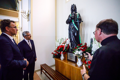 Figura św. Barbary z KWK Moszczenica w kościele Matki Bożej Różańcowej – Jastrzębie-Zdrój, 3 września 2018. Fot. Sławek Kasper (IPN)