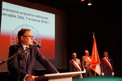 Uroczystość wręczenia Krzyży Wolności i Solidarności w Jastrzębiu-Zdroju.