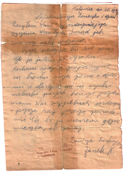 List pożegnalny Jana Kwiczali.