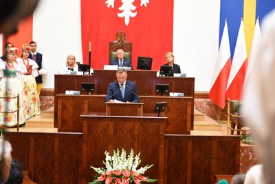 Sesja Sejmiku Województwa Śląskiego z udziałem Prezydenta Rzeczypospolitej Polskiej Andrzeja Dudy.