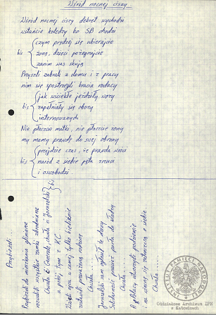 Wiersze, pieśni i modlitwy internowanych odnalezione w aktach Alfreda Cofalika, pracownika KWK „Szczygłowice, organizatora NSZZ „S” i KPN w tej kopalni, internowanego w Zabrzu-Zaborzu, Strzelcach Opolskich i Uhercach (AIPN Ka 043/1008).