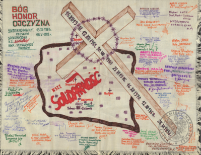 Makatki z podpisami internowanych ofiarowane Alfredowi Cofalikowi, pracownikowi KWK „Szczygłowice, organizatorowi NSZZ „S” i KPN w tej kopalni, z okresu internowania w Zabrzu-Zaborzu (AIPN Ka 043/1008, k. 19).