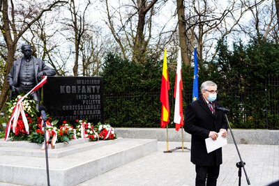 Uroczystość w 148. rocznicę urodzin Wojciecha Korfantego w Warszawie. Fot. MN/BUWiM.