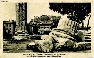 Akropol w Atenach, 1940 r. Kartka przysłana do Kochłowic przez polskiego żołnierza, który zbiegł do Jugosławii (a następnie do Grecji) z obozu internowania na Węgrzech (kartka wydana w Grecji; IPN Ka 454/107, t. 1)