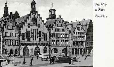 Zabytkowy rynek we Frankfurcie nad Menem, 1952 r. (fot. W&amp;Tr. [Dr. Wolff]; IPN Ka 06/1410)