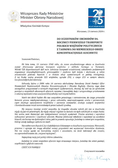 List wicepremiera Władysława Kosiniaka-Kamysza