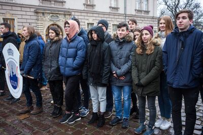 Odsłonięcie tablicy upamiętniającej ofiary operacji polskiej NKWD – Kraków, 8 stycznia 2018. Fot. Sławomir Kasper #23