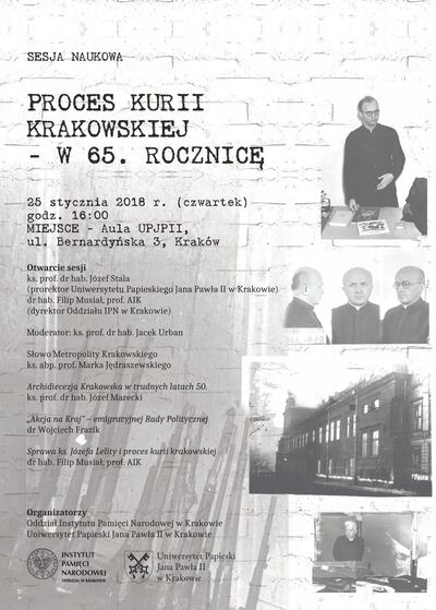 Sesja popularnonaukowa w 65. rocznicę procesu kurii krakowskiej – 25 stycznia 2018