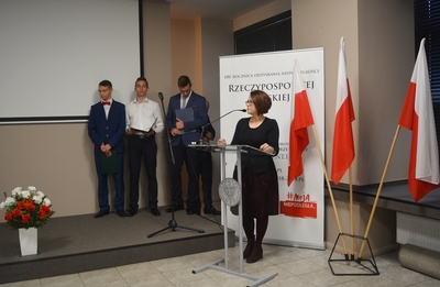 Uczniowie i absolwenci „Elektryka” uczcili setną rocznicę odzyskania niepodległości, czytając wybrane przemówienia „ojców polskiej niepodległości” – Kielce, 18 października 2018.