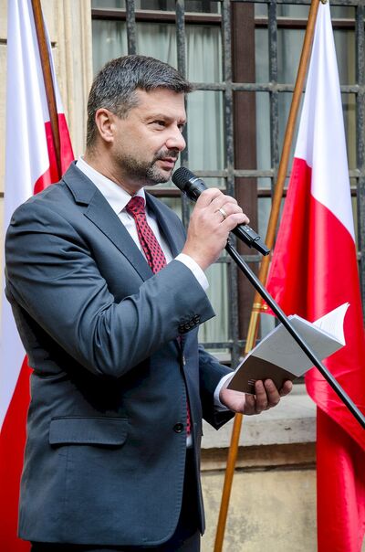 Kraków, 14 września 2019. Odsłonięcie tablicy pamięci ks. Władysława Gurgacza oraz Stefana Balickiego i Stanisława Szajny