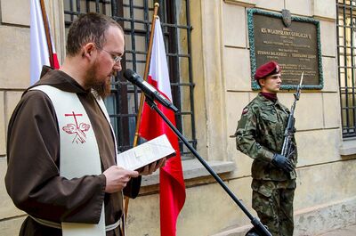 Kraków, 14 września 2019. Odsłonięcie tablicy pamięci ks. Władysława Gurgacza oraz Stefana Balickiego i Stanisława Szajny