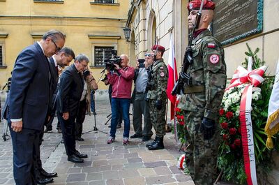 Kraków, 14 września 2019. Odsłonięcie tablicy pamięci ks. Władysława Gurgacza oraz Stefana Balickiego i Stanisława Szajny