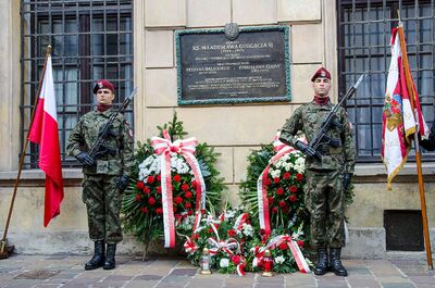 Kraków, 14 września 2019. Odsłonięcie tablicy pamięci ks. Władysława Gurgacza oraz Stefana Balickiego i Stanisława Szajny
