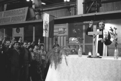 Strajk w Hucie im. Lenina, wiosna 1988 r. Fot. Andrzej Stawiarski