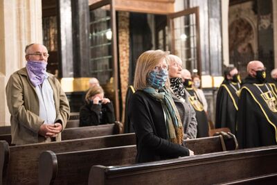 Uroczystość upamiętniająca martyrologię Polaków, więźniów niemieckich obozów koncentracyjnych Ravensbrück, Sachsenhausen i Dachau – Kraków, 30 kwietnia 2020. (fot. Agnieszka Masłowska IPN)