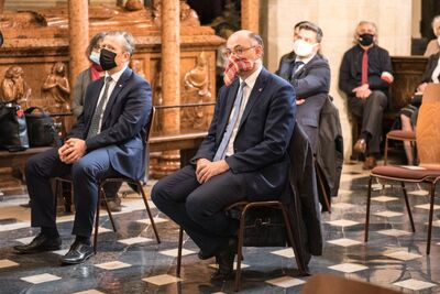 Uroczystość upamiętniająca martyrologię Polaków, więźniów niemieckich obozów koncentracyjnych Ravensbrück, Sachsenhausen i Dachau – Kraków, 30 kwietnia 2020. (fot. Agnieszka Masłowska IPN)